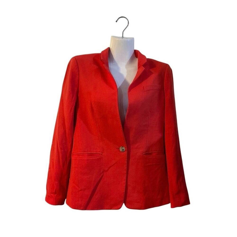 J.Crew Regent Wool Blazer Red/Orange Single Button 2 Career Office Preppy Work
